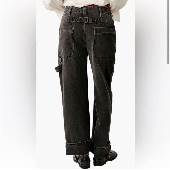 Free People | We The Free Major Leagues Mid Rise Wide Leg Black Wash Denim 25/0 - Picture 5 of 15